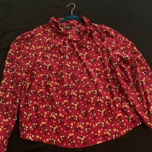 Floral neck tie blouse